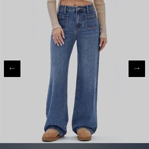 GUESS Vintage Style Originals Women's Go Patch Pocket Wide Leg Denim‎ Jeans